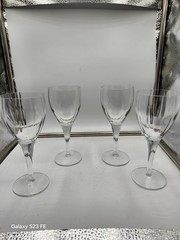 Vintage Wine Glasses Vertical Optic Lines Set of 4 Clear Crystal