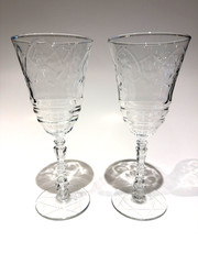 Set of 2 Libbey Rock Sharpe Normandy 3005 Stem 7-7/8”T Water Goblets