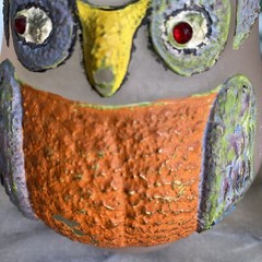 Vintage Martinsville Depression Glass Etched Painted «WISE OWL» Tumble-Up Carafe