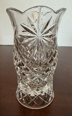 HEAVY Crystal Hurricane Candlestick Globe Fan Star and Hobnail- Scalloped Rim