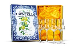 Crystal Limoncello Cordial Glasses | Set of 4 | Tall 3.3 oz Long Stemmed Spir…