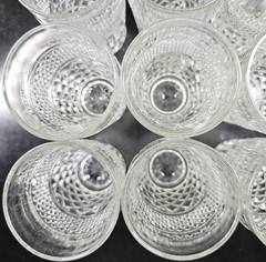 9 Anchor Hocking Wexford 10 Oz Tumblers Vintage Clear Diamond Cut Etch Retro Lot