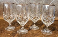 Crystal Gorham Lady Anne Gold Rim Iced Tea/Water Glasses 6 5/8″ Set 4