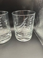 Set /4 Javit Crystal Clipper Ship Etched Old Fashioned Rocks Whiskey Glasses BAR