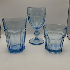 Libbey Misty Blue Duratuff Gibraltar On The Rocks Glass Water Goblet Flat Ice T