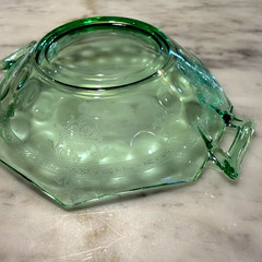 Vintage Heisey Empress Moongleam Green Octagon Mint Dish with Etching 447 – EUC