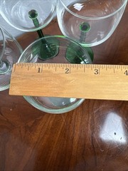Set Of 4 Vintage Luminarc France Emerald Green Stem Rhine Wine Glasses 7” X 3”