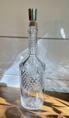 ABP Cut Crystal Whiskey Bottle-Strawberry, Diamond, Fan with Sterling Stopper