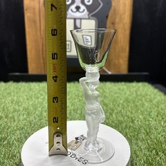 1 Vintage Crystal Port Glass Bayel Bacchus Male Nude Frosted Figural Stem 6”