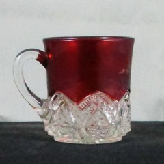 EAPG McKEE #139 HEART BAND RUBY STAIN GLASS MUG DEWIGHT 1907