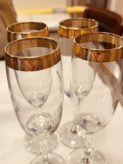 Elegant Gold Gilded Champagne Glasses Set of 4 Formal Stemware Toasting Flutes