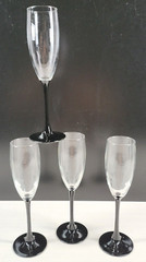 (4) Luminarc Domino Signature Black Fluted Champagne Set Elegant Cristal France