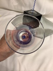 Clear 9” Champagne Flute w/ Blue Glass Spiral Twisted Stem – Set of 2
