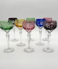 Nachtmann Traube AJKA Marsala Crystal Cut 8.25″ Tall Hock Wine Glasses Set Of 8