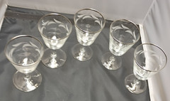 Set 5 Cristal D’Arques Laurel Leaf Glasses Goblets Juice/Wine 4 3/4″T 3oz