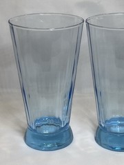 2 Vintage Light Aqua Blue Tumblers Weighted Bottom 5 5/8”