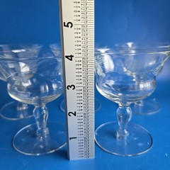 5 Crystal Champagne Coupe or Sherbet Glasses Hand Cut Etched Design Floral