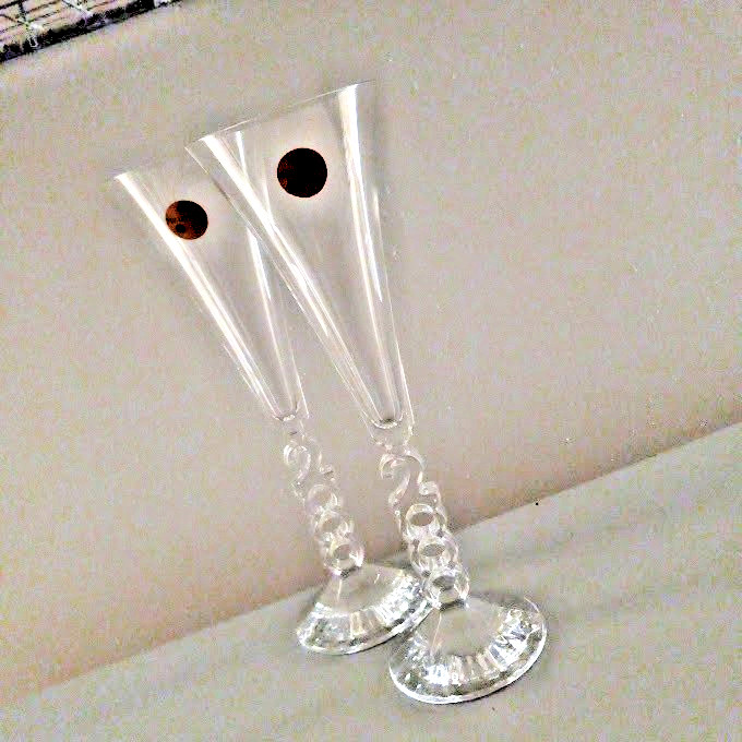Cristal D’ Arques 24% lead Crystal Mellinial Champagne Glasses Pair