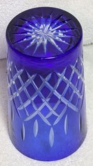 Imperial Estate Triumph Crystal Cobalt Blue Cut Clear Highball Tumbler Glass Dot