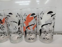 Anchor Hocking Canadian Geese Drinking Glasses Pink & Black