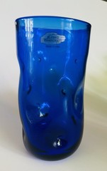Vtg MCM Blenko Pinched Glass Tumblers Set 4 Multicolored ~6” Blue Pink Green