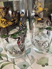 Vintage two Hunting Birds Geese Hazel Atlas Glass Tumbler 5 1/8″