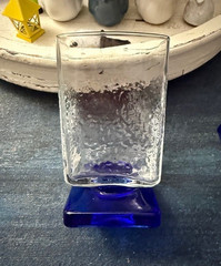 2 DiSaronno Cobalt Blue Stem Base Italian Liqueur Cordial Glass Square Pedestal