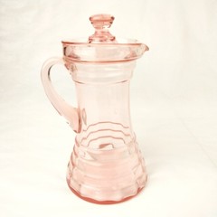 Dunbar Flint Glass Co. Art Deco Lidded Pitcher4 Tumblers Pink Depression Glass