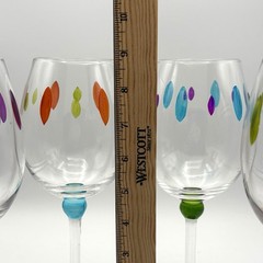 4 Momo Pinache Wine Water Glasses Bright Colors On Clear Glass 8.75” Read