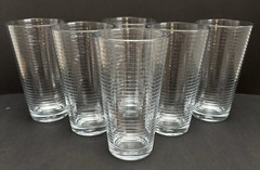 6 Vintage Pasabahce Doro Horizontal Ribbed Tumblers/Highball Glasses 16oz Nice!
