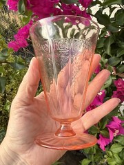 Deco Hocking Glass Pink Princess Footed Water Tumbler c.1931 @173