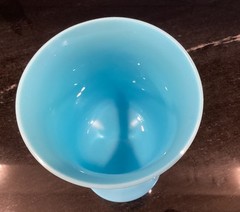 Portieux Vallerysthal Blue Opaline Red Wine Glass Antique French Glassware 1930s