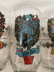 Vintage Indiana Glass 12 Days of Christmas Drinking Tumblers Set Mint Condition