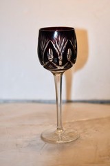 VINTAGE Lot of 3 Bohemian Cut to Clear Crystal Wine Cordial Goblets Glasses