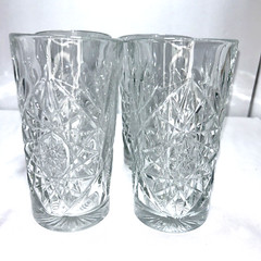Set of 4 Libbey Hobstar Star Burst Clear Glass 6″ Tumblers Highball Ice Tea NEW