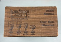 Vintage Indiana Glass Mount Vernon Amber Champagne Sherbets Square Base w/ Box