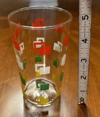 Anchor Hocking Retro/MCM Style Glass With Red, Yellow, White, Green Squares