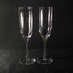 TIFFANY & CO CLASSIC U CHAMPAGNE FLUTES, Blown Crystal, 9″, 6 Oz, ITALY, 2PCS