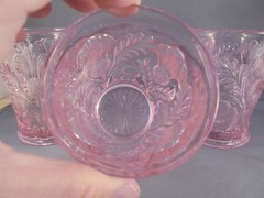 Set of 3 Mosser Glass Pink Inverted Thistle Tumblers 4″ READ DESCRIPTION