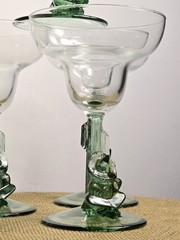 Cristal D’Arques Siesta Margarita Glasses Set 4 Cactus Stem Vintage Barware