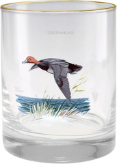 Culver Ned Smith 22K Gold Rim Waterfowl DOF Double Old-Fashioned Glasses, 13.5-O