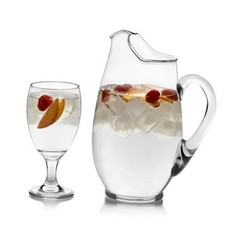 Entertaining Set with 6 Glass Goblets 16.25 oz and 90 oz Large Glass Carolina