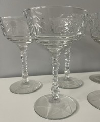 Lot Of 8 Rock Sharpe ARCTIC ROSE Crystal Wine Champagne Cordial Glasses VTG MCM