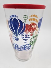 Vintage Indiana Glass Jumbo Hot Air Balloon Rainbow Color 32oz Tumbler WITH LID