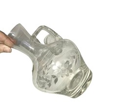 Glass Carafe LAUSITZER GERMANY with Pips – cups – Pretty Etched Pattern