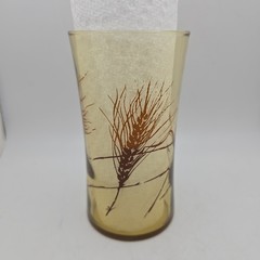 Vintage MCM Amber Wheat Glasses Set Of 6 Orange Brown Cottage Thanksgiving Fall