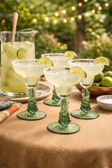 Cristal D’Arques Siesta Margarita Glasses Set 4 Cactus Stem Vintage Barware