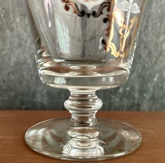 Libbey Apothecary Rx Cocktail Glasses Footed 22K Gold MCM Barware 4.5″ Set of 4