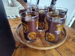 Vintage MCM 6 Libbey Glasses African Safari Tumblers Textured Brown Animals