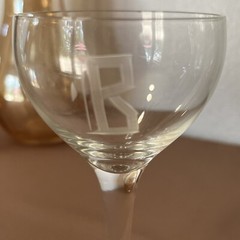 vintage B fancy monogram crystal cordial or apertif glass